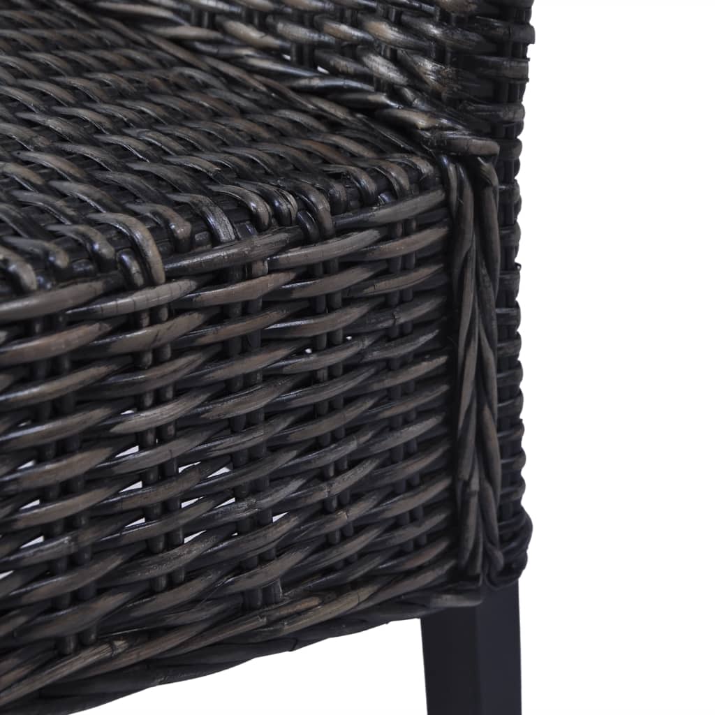vidaXL Chaises de salle à manger 4 pcs Noir rotin Kubu et bois de manguier