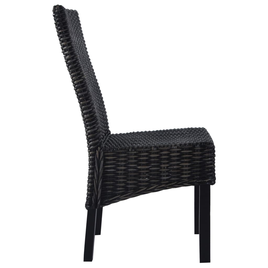 vidaXL Chaises de salle à manger 6 pcs Noir rotin Kubu et bois de manguier