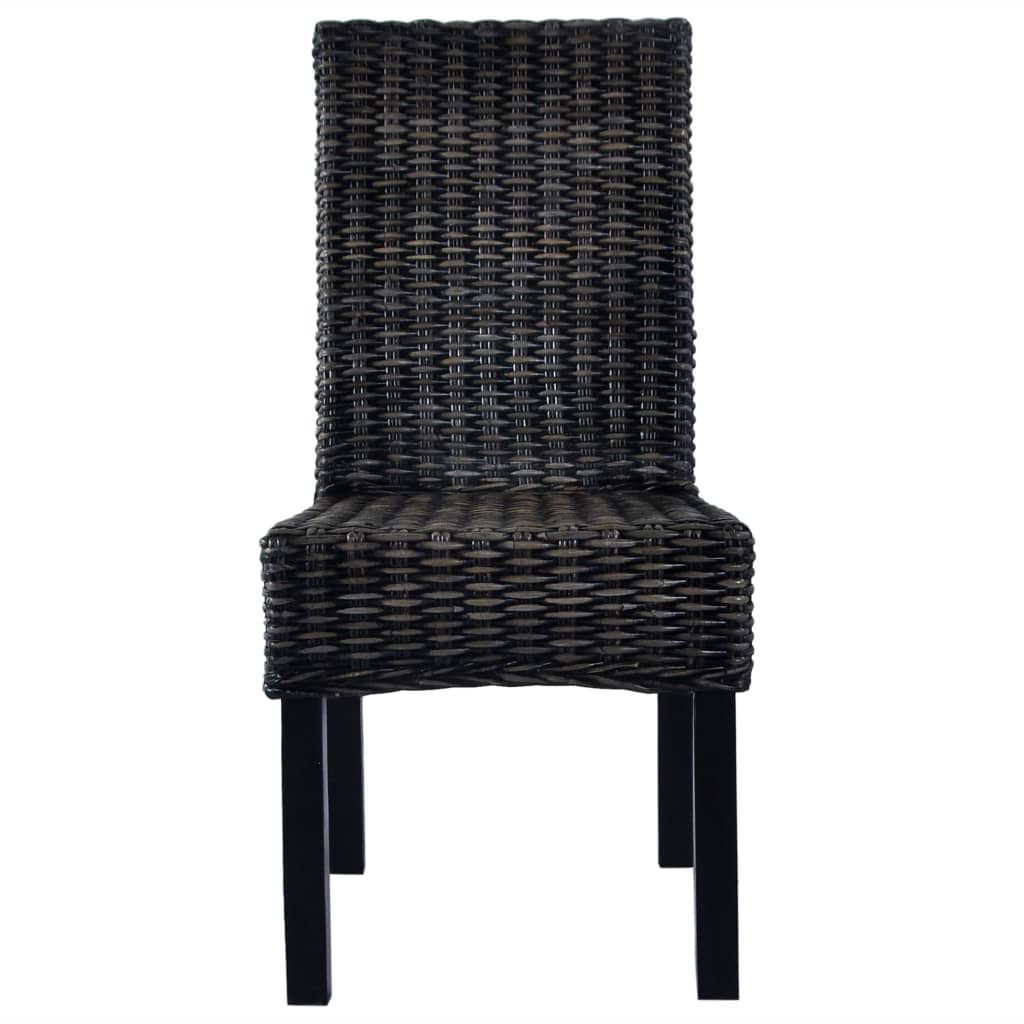 vidaXL Chaises de salle à manger 6 pcs Noir rotin Kubu et bois de manguier