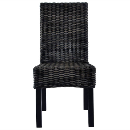 vidaXL Chaises de salle à manger 6 pcs Noir rotin Kubu et bois de manguier