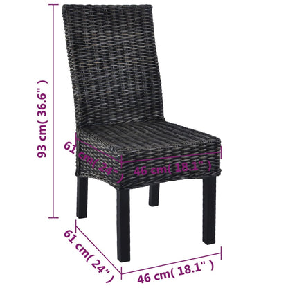 vidaXL Chaises de salle à manger 6 pcs Noir rotin Kubu et bois de manguier