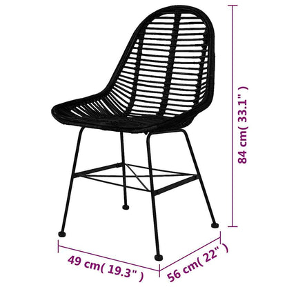 vidaXL Chaises de salle à manger 6 pcs Noir Rotin naturel