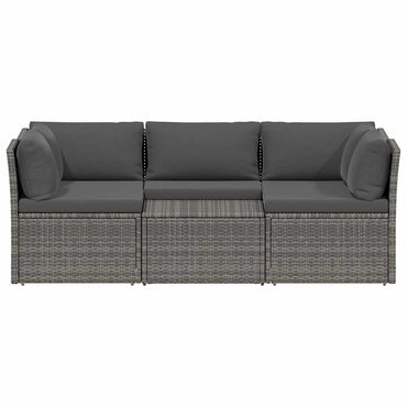 vidaXL 4-tlg. Garten-Lounge-Set mit Polstern Poly Rattan Grau