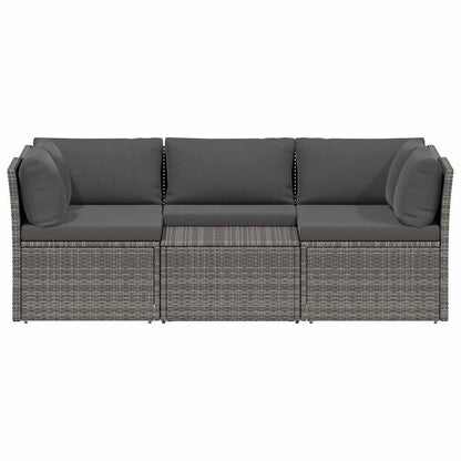 vidaXL 4-tlg. Garten-Lounge-Set mit Polstern Poly Rattan Grau