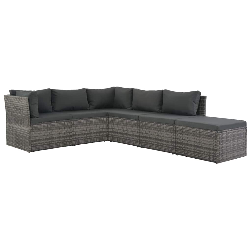 vidaXL 4-tlg. Garten-Lounge-Set mit Polstern Poly Rattan Grau