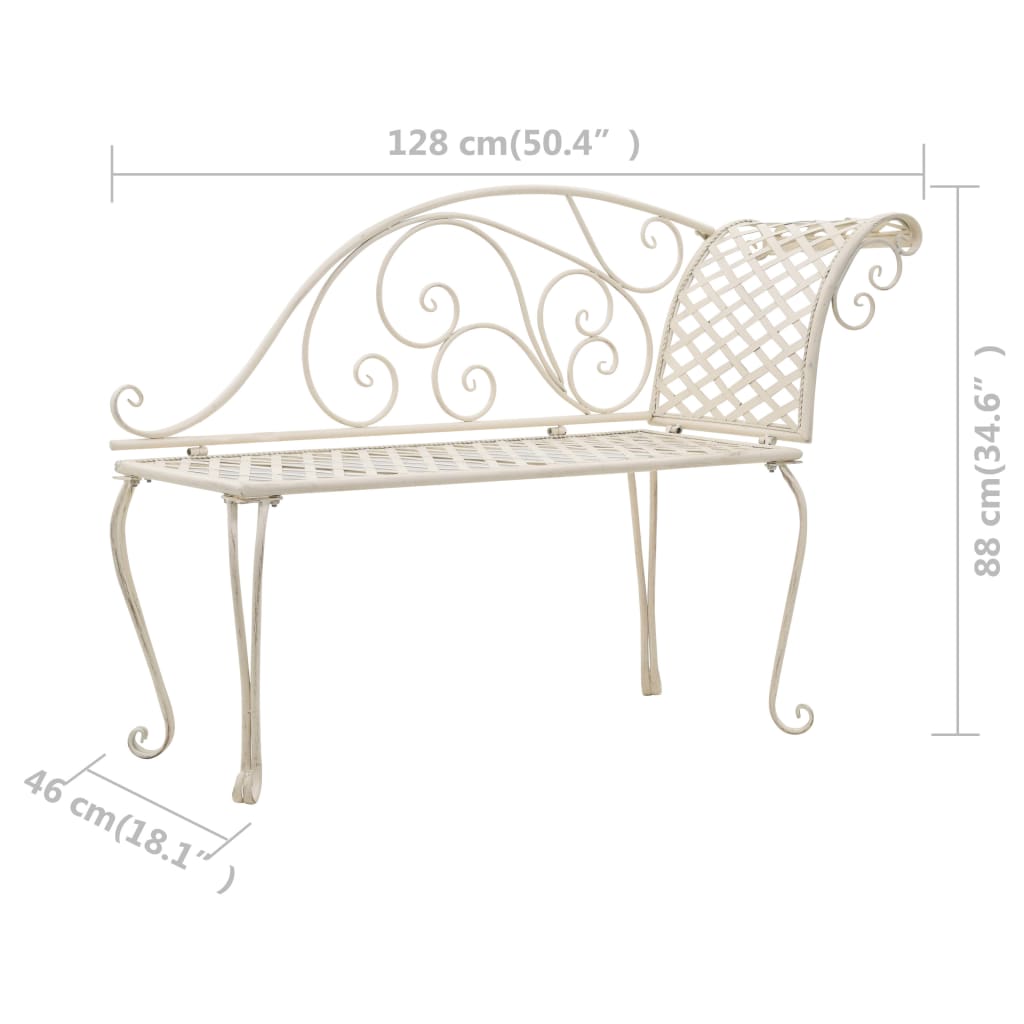 Garten-Chaiselongue 128 cm Metall Antik Weiß