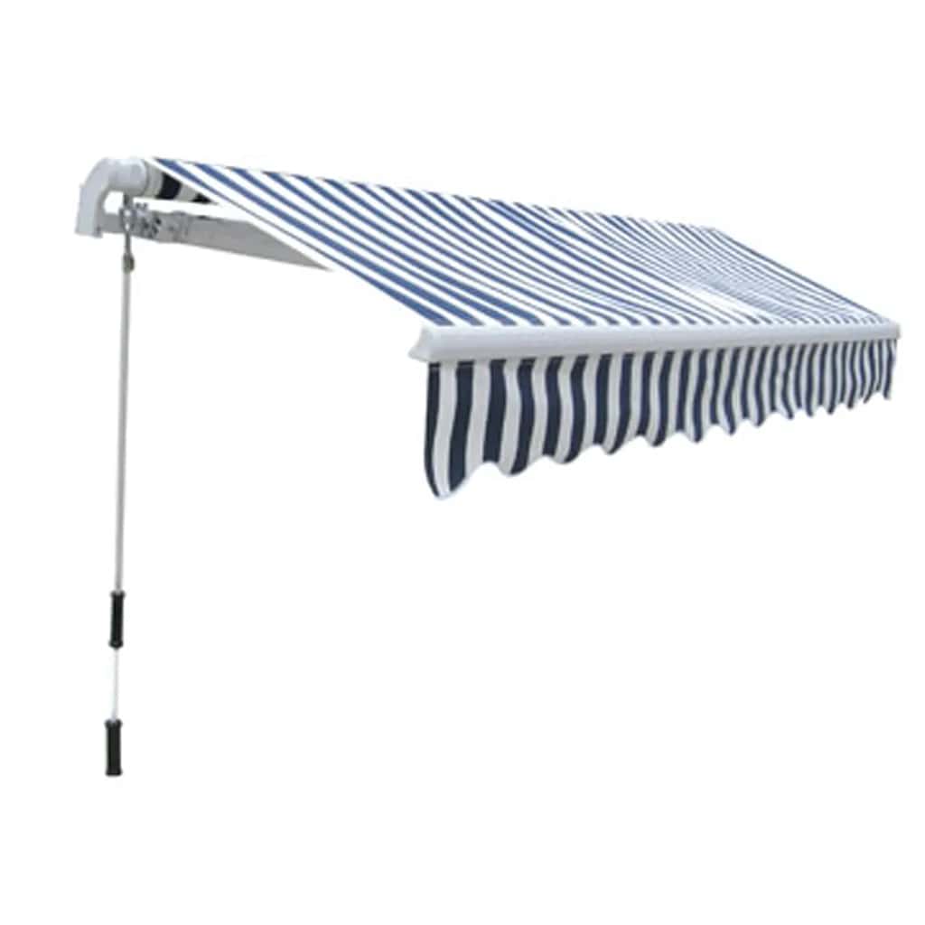 vidaXL Gelenkarmmarkise Handbetrieben 300 cm Blau/Weiß