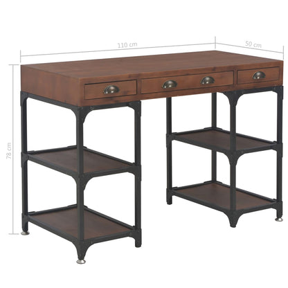 vidaXL Schreibtisch mit 3 Schubladen 110x50x78 cm Massivholz Tanne