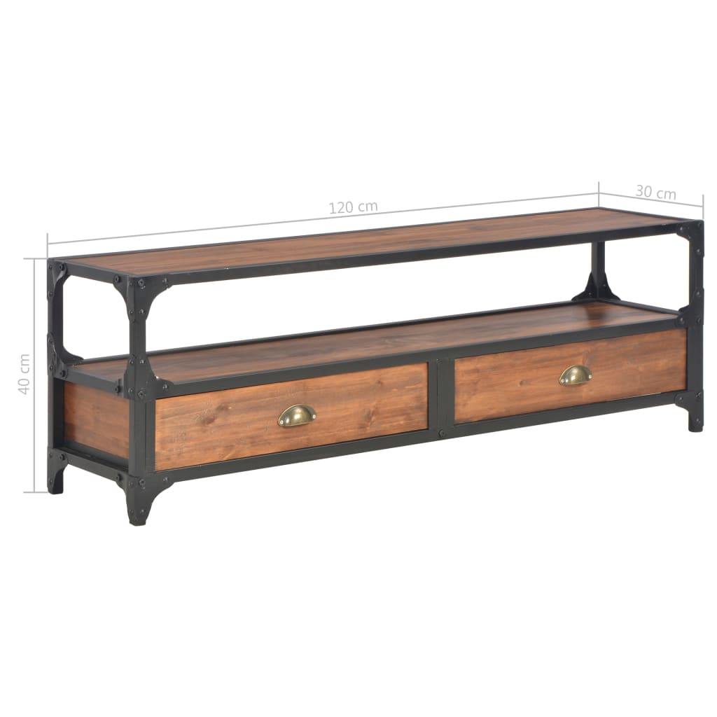 vidaXL Meuble TV 2 tiroirs 120x30x40 cm Pin massif