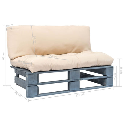 vidaXL Outdoor-Sofa Paletten mit Kissen in Sandfarben Kiefernholz