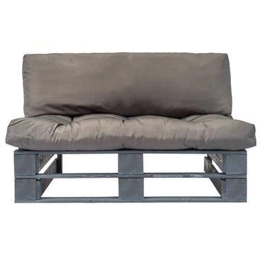 vidaXL Outdoor-Sofa Paletten mit Kissen in Grau Kiefernholz
