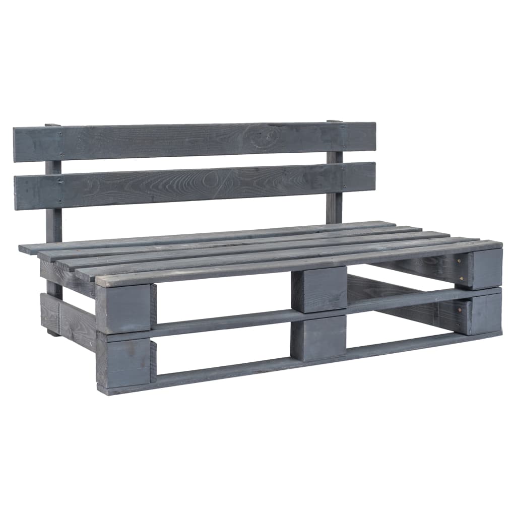 vidaXL Outdoor-Sofa Paletten mit Kissen in Grau Kiefernholz