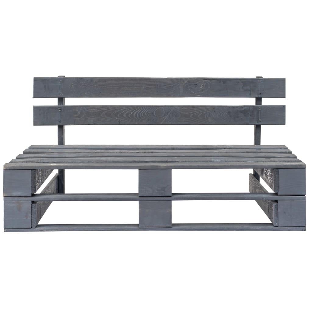 vidaXL Outdoor-Sofa Paletten mit Kissen in Grau Kiefernholz