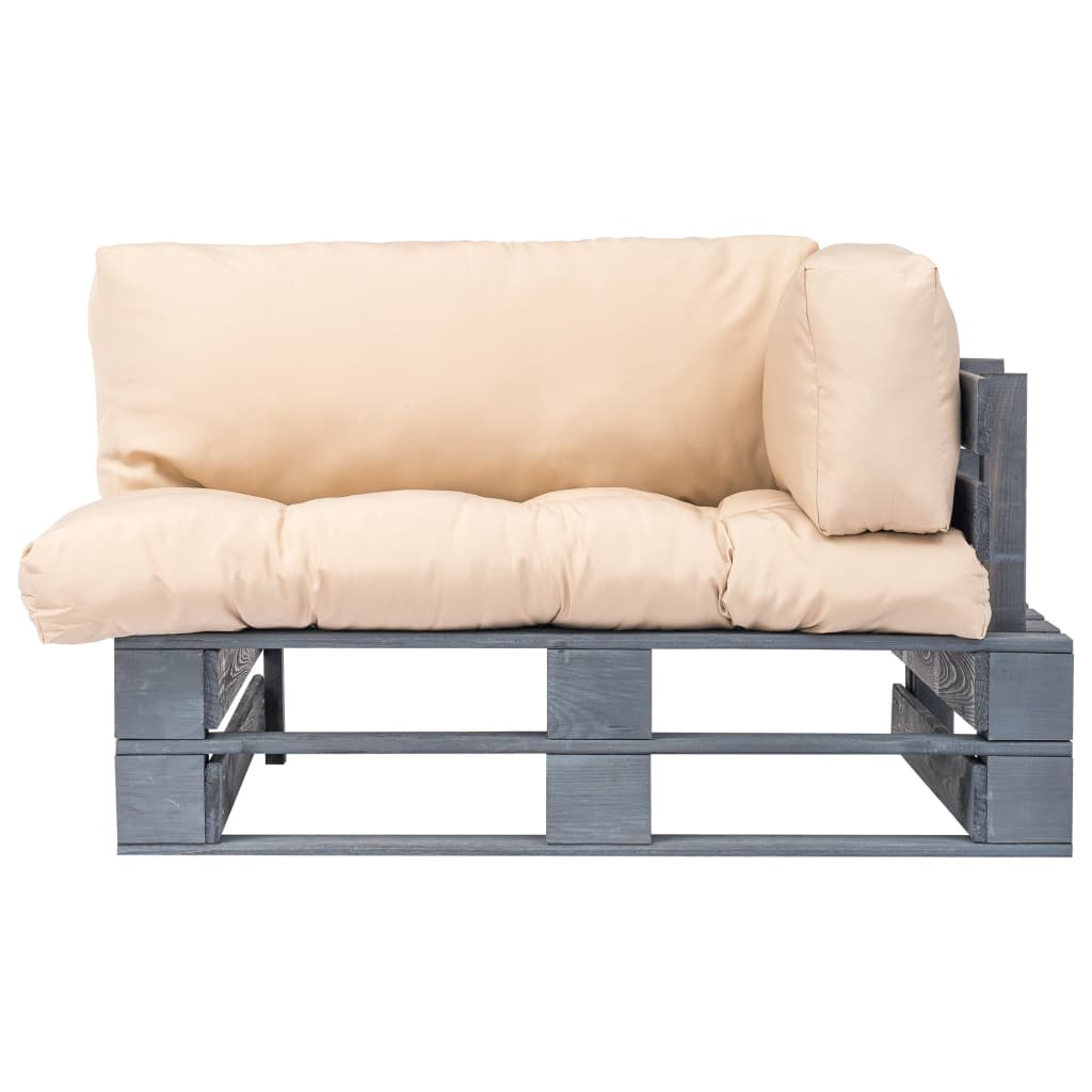 vidaXL Outdoor-Sofa Paletten mit Kissen in Sandfarben Kiefernholz
