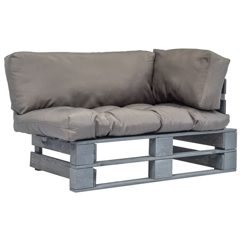 vidaXL Canapé d'extérieur palette avec coussins gris Bois de pin