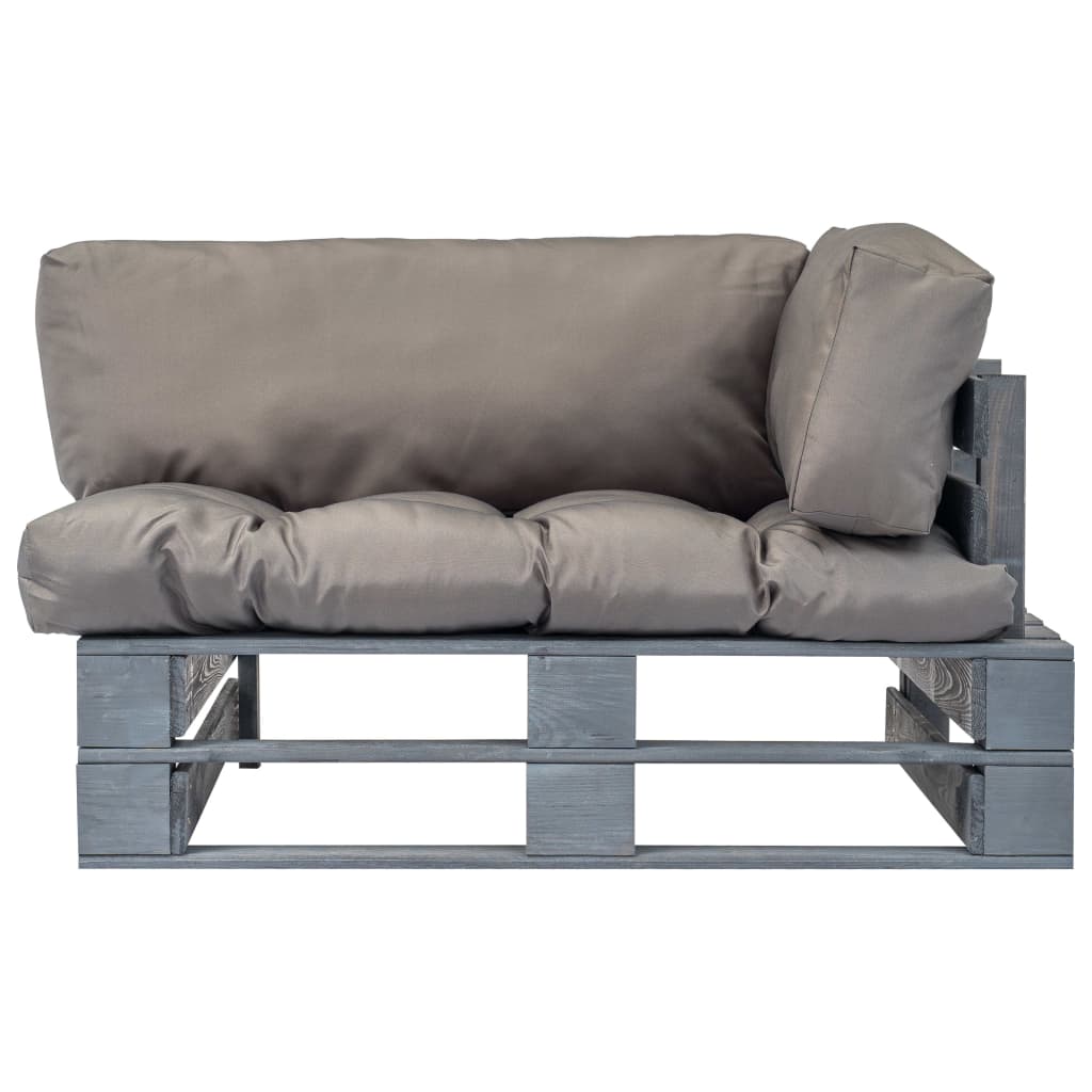 vidaXL Canapé d'extérieur palette avec coussins gris Bois de pin