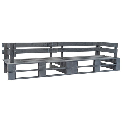 vidaXL 2-tlg. Outdoor-Sofa-Set Paletten mit Kissen in Grau Kiefernholz