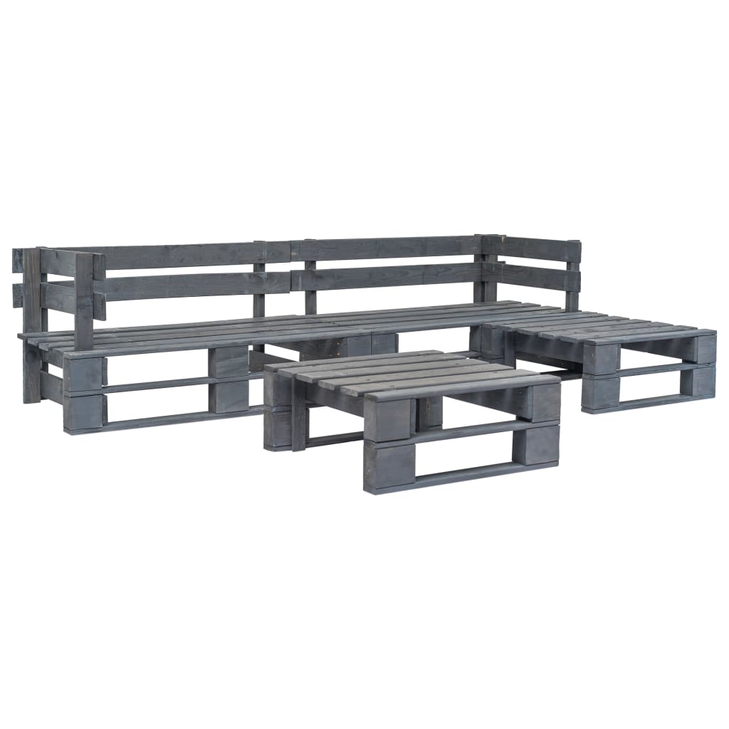 vidaXL 4-tlg. Outdoor-Lounge-Set Paletten mit Kissen in Rot Holz