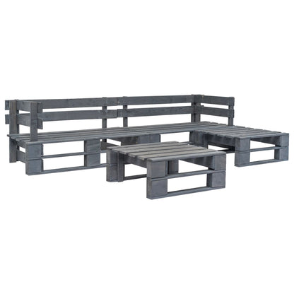 vidaXL 4-tlg. Outdoor-Lounge-Set Paletten mit Kissen in Rot Holz