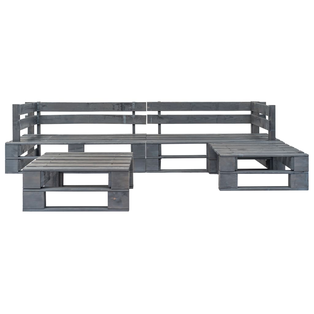 vidaXL 4-tlg. Outdoor-Lounge-Set Paletten mit Kissen in Rot Holz