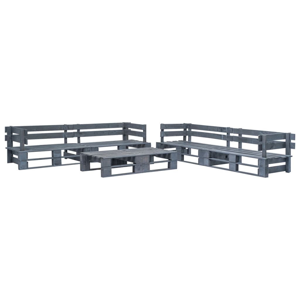 vidaXL 6-tlg. Outdoor-Lounge-Set Paletten mit Kissen in Grau Holz