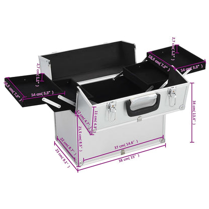 Kosmetikkoffer 38x23x34 cm Silbern Aluminium