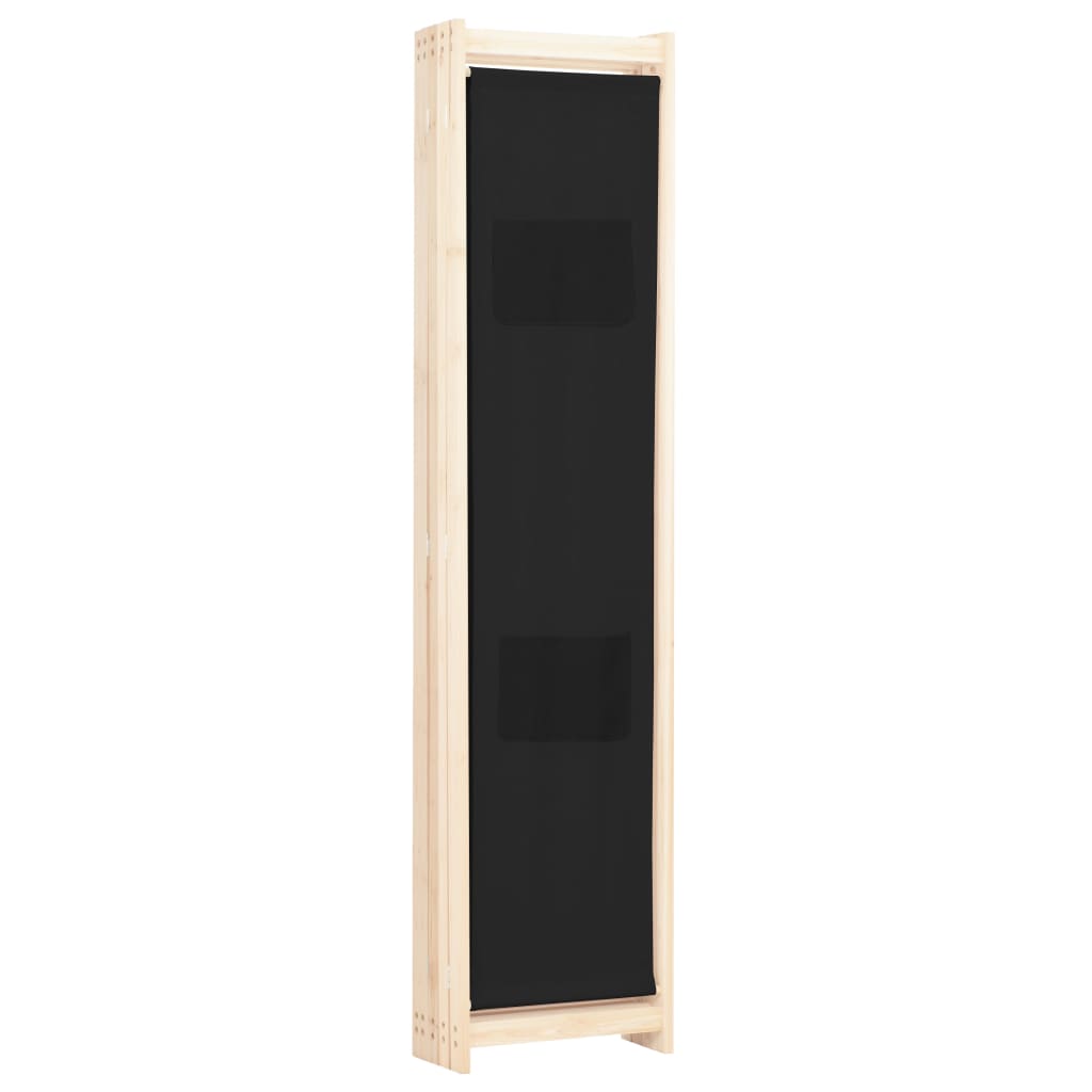 vidaXL 5-teiliger Raumteiler Schwarz 200 x 170 x 4 cm Stoff