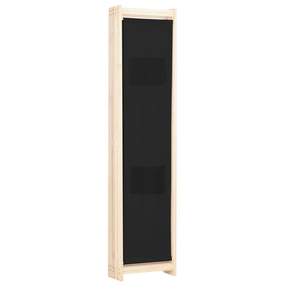 vidaXL 5-teiliger Raumteiler Schwarz 200 x 170 x 4 cm Stoff