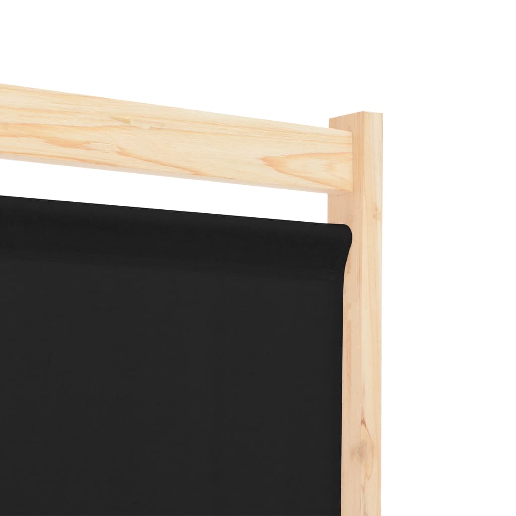 vidaXL 5-teiliger Raumteiler Schwarz 200 x 170 x 4 cm Stoff