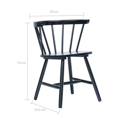 vidaXL Esszimmerstühle 4 Stk. Schwarz Massivholz Gummibaum