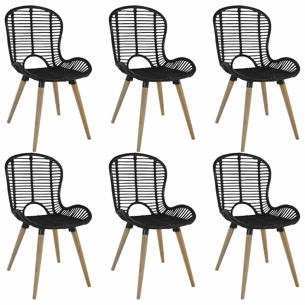 vidaXL Chaises de salle à manger 6 pcs Rotin naturel Noir