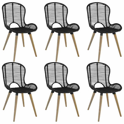 vidaXL Chaises de salle à manger 6 pcs Rotin naturel Noir