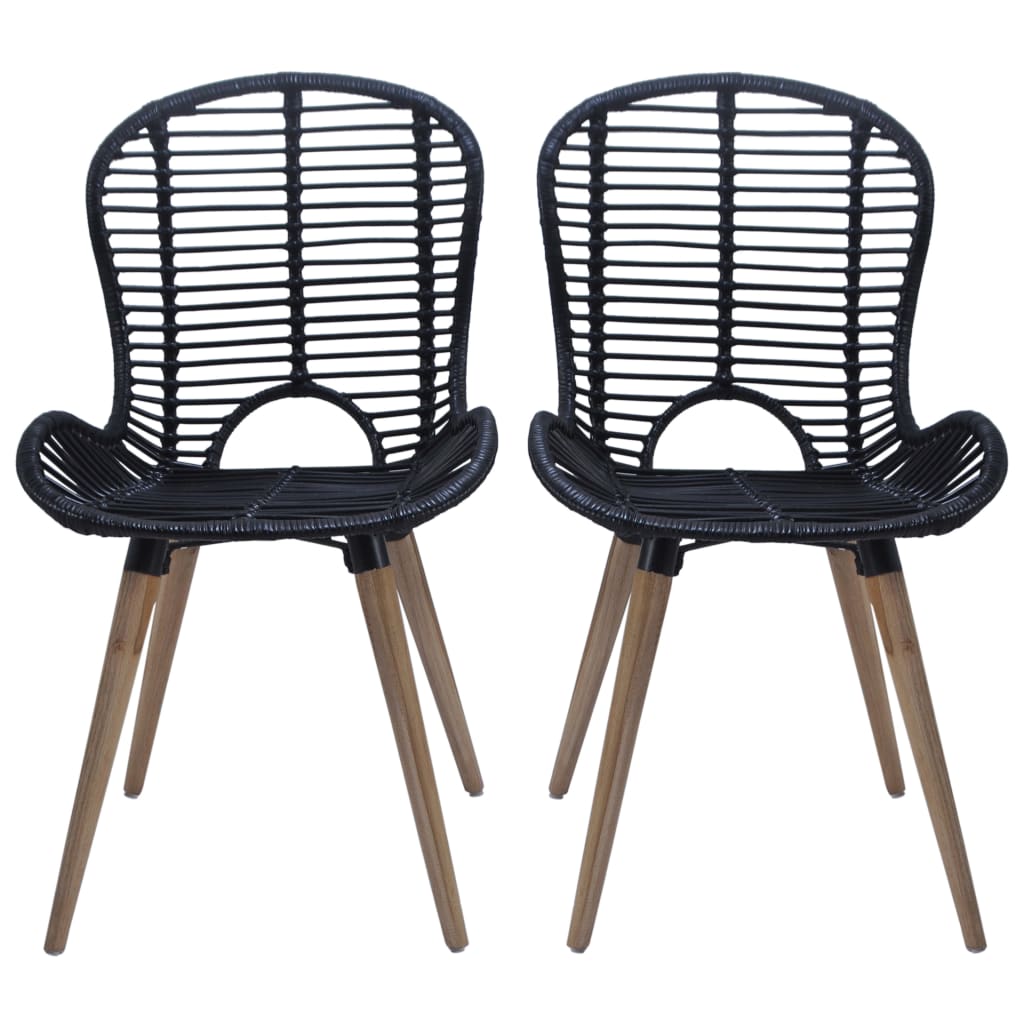vidaXL Chaises de salle à manger 6 pcs Rotin naturel Noir