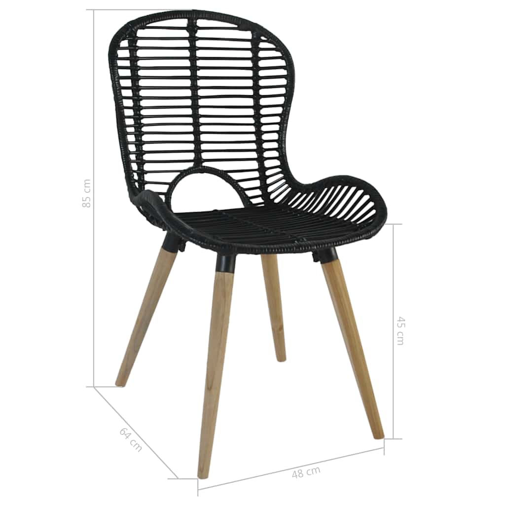 vidaXL Chaises de salle à manger 6 pcs Rotin naturel Noir
