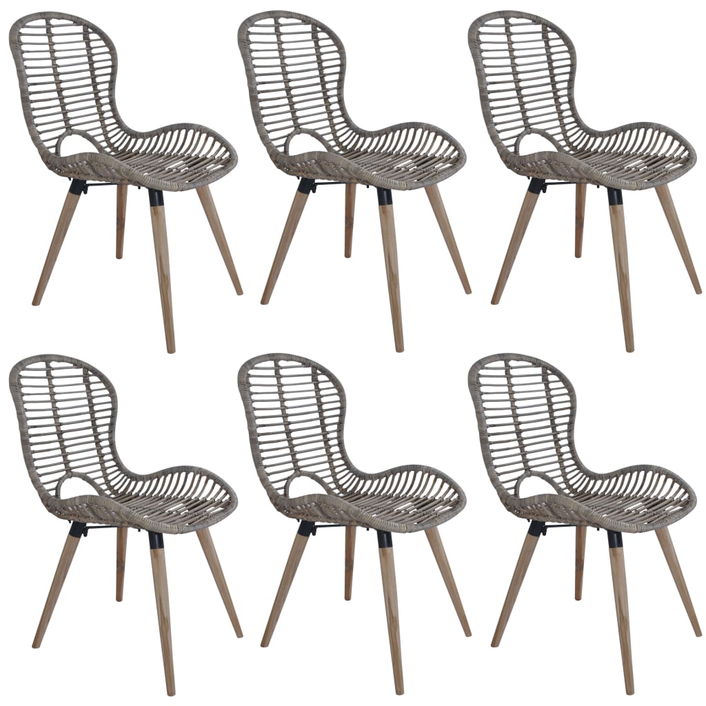 vidaXL Chaises de salle à manger 6 pcs Rotin naturel Marron