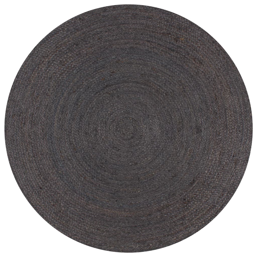 vidaXL Tapis rond en jute fait à la main 90 cm Gris foncé