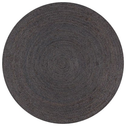 vidaXL Tapis rond en jute fait à la main 90 cm Gris foncé