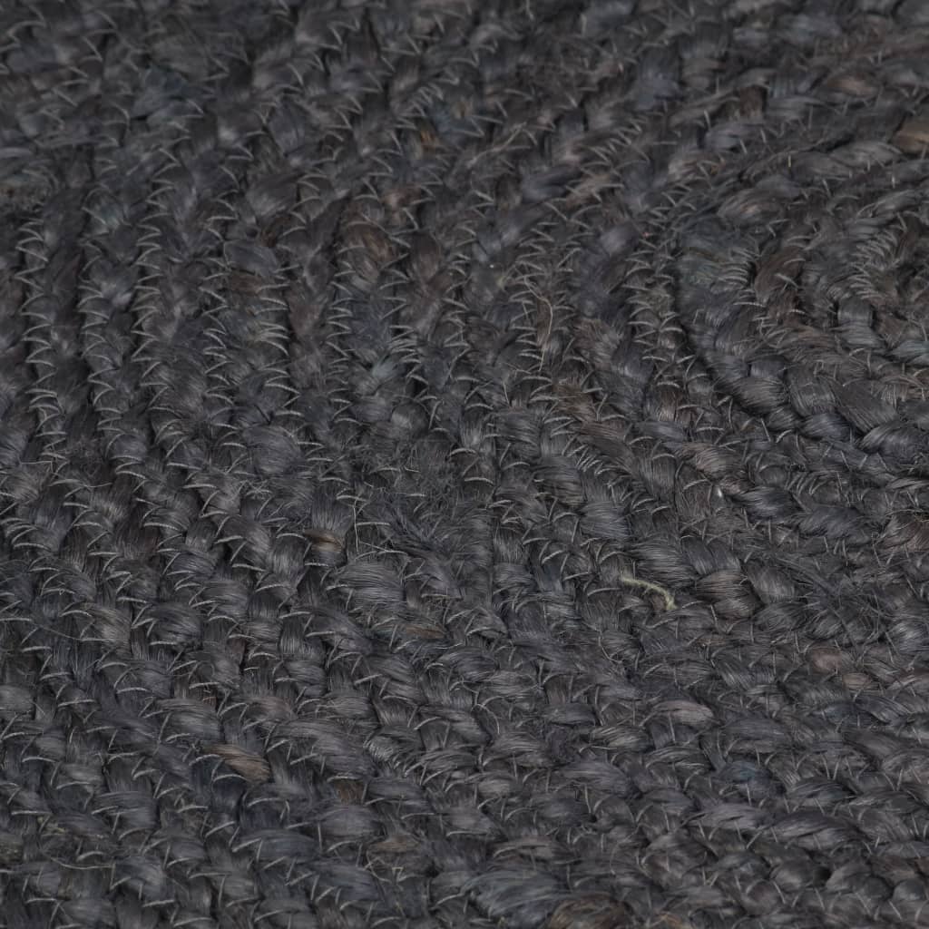 vidaXL Tapis rond en jute fait à la main 90 cm Gris foncé