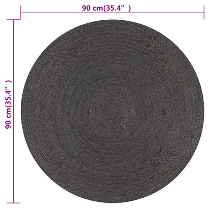 vidaXL Tapis rond en jute fait à la main 90 cm Gris foncé