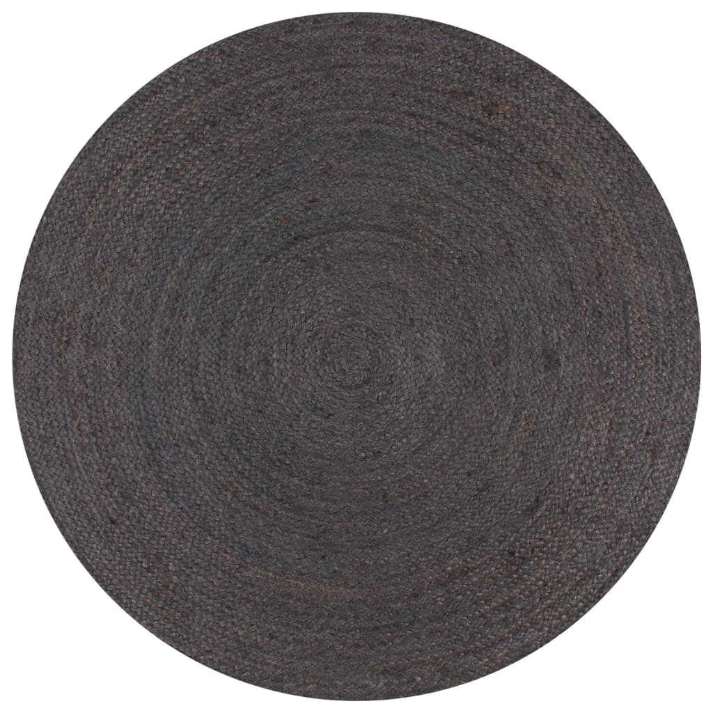 vidaXL Tapis fait à la main jute rond 150 cm gris foncé