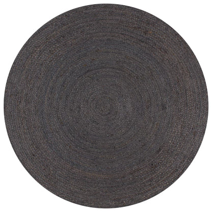 vidaXL Tapis fait à la main jute rond 150 cm gris foncé