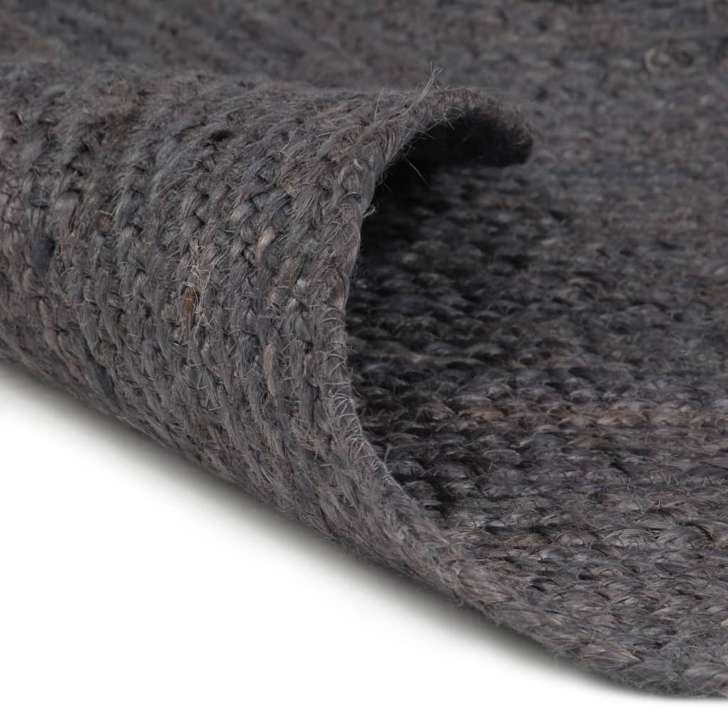 vidaXL Tapis fait à la main jute rond 150 cm gris foncé