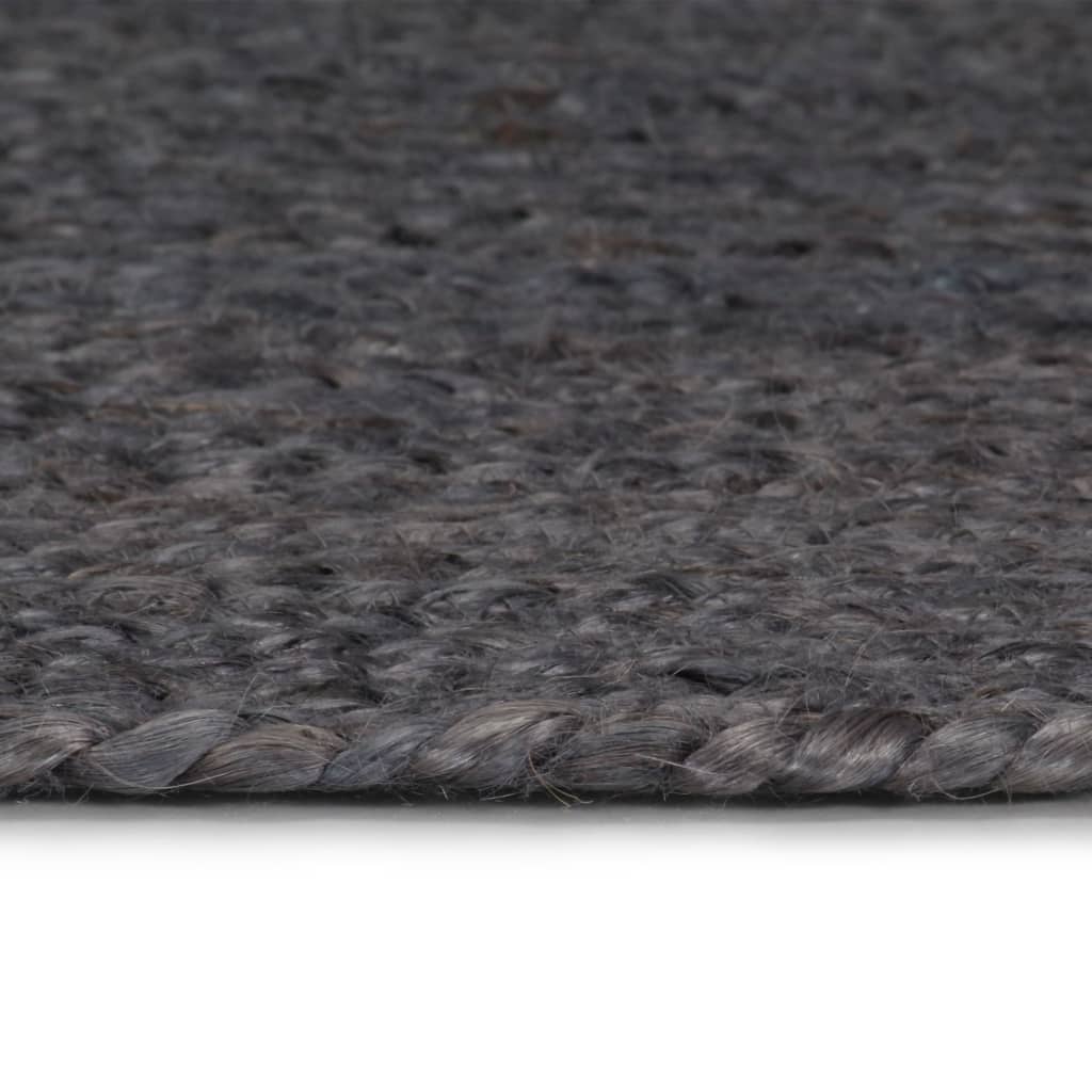 vidaXL Tapis fait à la main jute rond 150 cm gris foncé