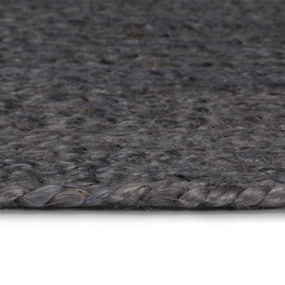 vidaXL Tapis fait à la main jute rond 150 cm gris foncé