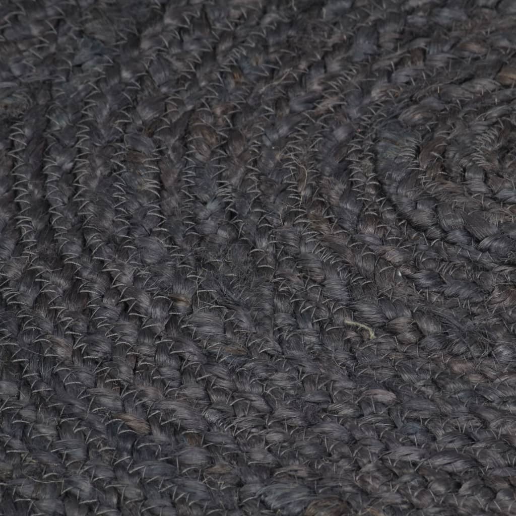 vidaXL Tapis fait à la main jute rond 150 cm gris foncé