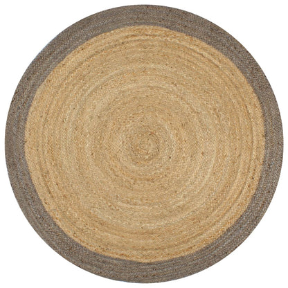 vidaXL Teppich Handgefertigt Jute mit Grauem Rand 90 cm
