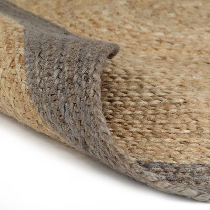 vidaXL Teppich Handgefertigt Jute mit Grauem Rand 90 cm