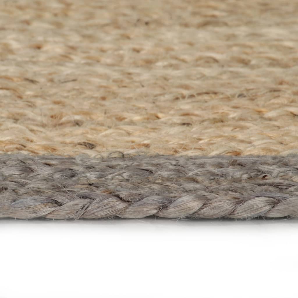 vidaXL Teppich Handgefertigt Jute mit Grauem Rand 90 cm