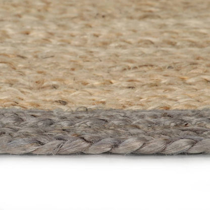 vidaXL Teppich Handgefertigt Jute mit Grauem Rand 90 cm