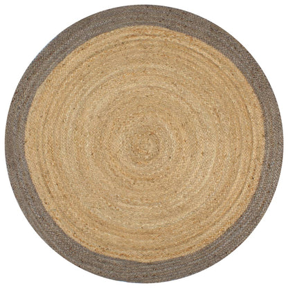 vidaXL Teppich Handgefertigt Jute mit Grauem Rand 120 cm